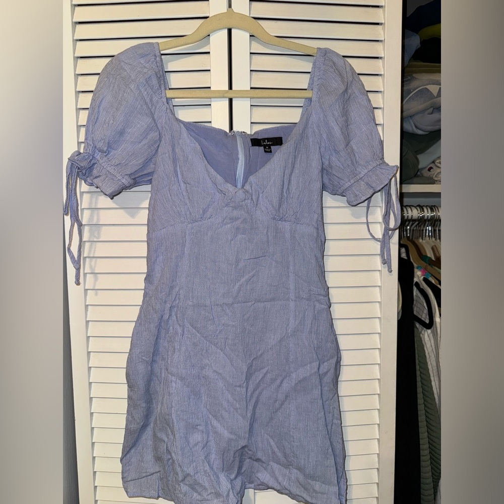 Lulus shirt sleeve blue pinstripe dress